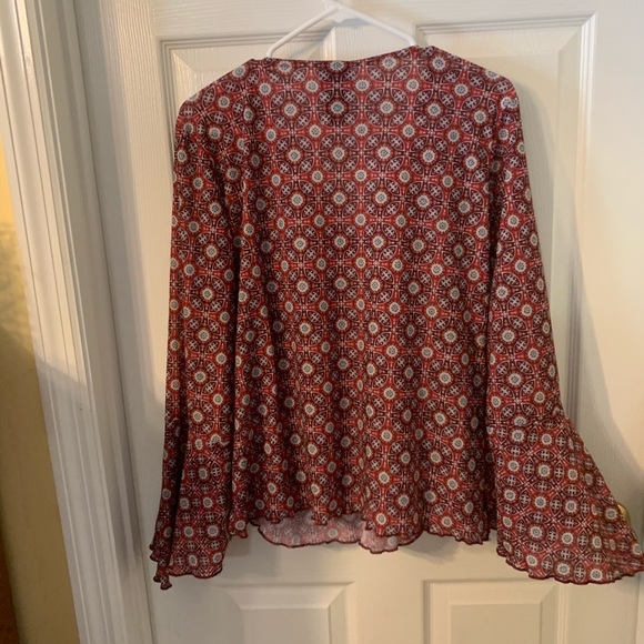 Beautiful Ruffled Red Ladies Blouse - Picture 6 of 8